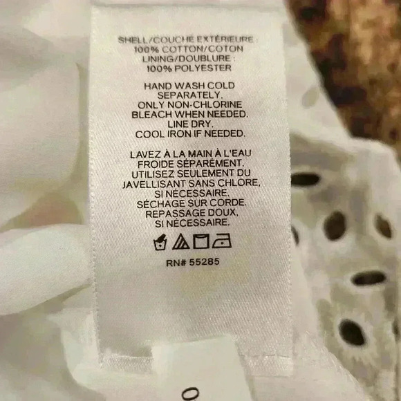 Women's Express Off Shoulder Lined White Eyelet LS Blouse Size S $70 - Picture 7 of 9